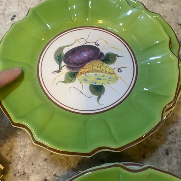 Vintage Hand Painted Fruit Salad Snack Plates Italy Tuscan Summertime Elegant (6 - Picture 5 of 12